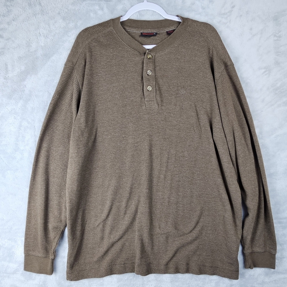Wolverine Long Sleeve Henley Pullover Sweater Thermal Men Size Xl Brown